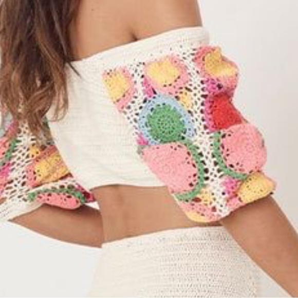 ๐HP Spell & The Gypsy x Free People Let The Sunshine In L Ivory Crochet Sweater - Picture 14 of 16